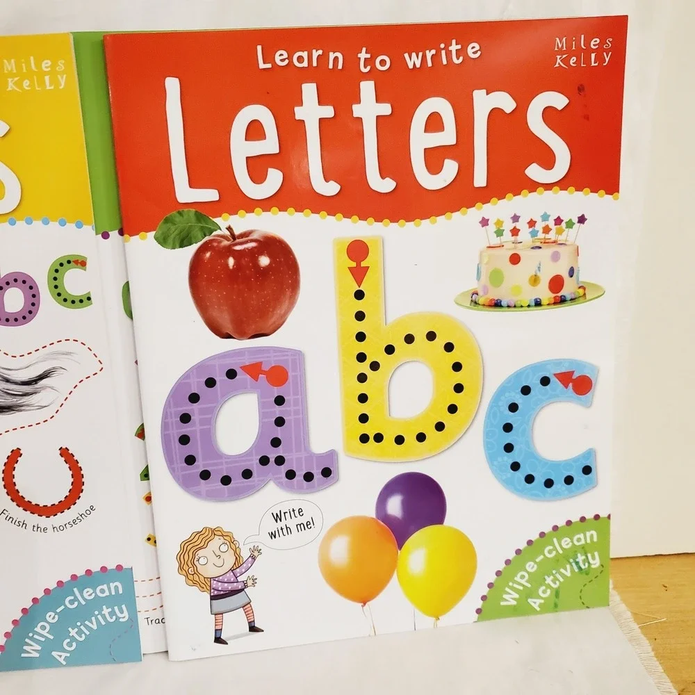 Set Of 10 Miles Kelly Wipe-Clean Activity Learn To Write Letters, Number, Colors
